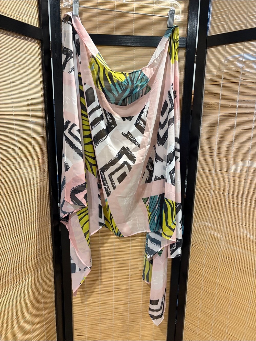 Lightweight Pink and Green Patterned Women's Scarf
